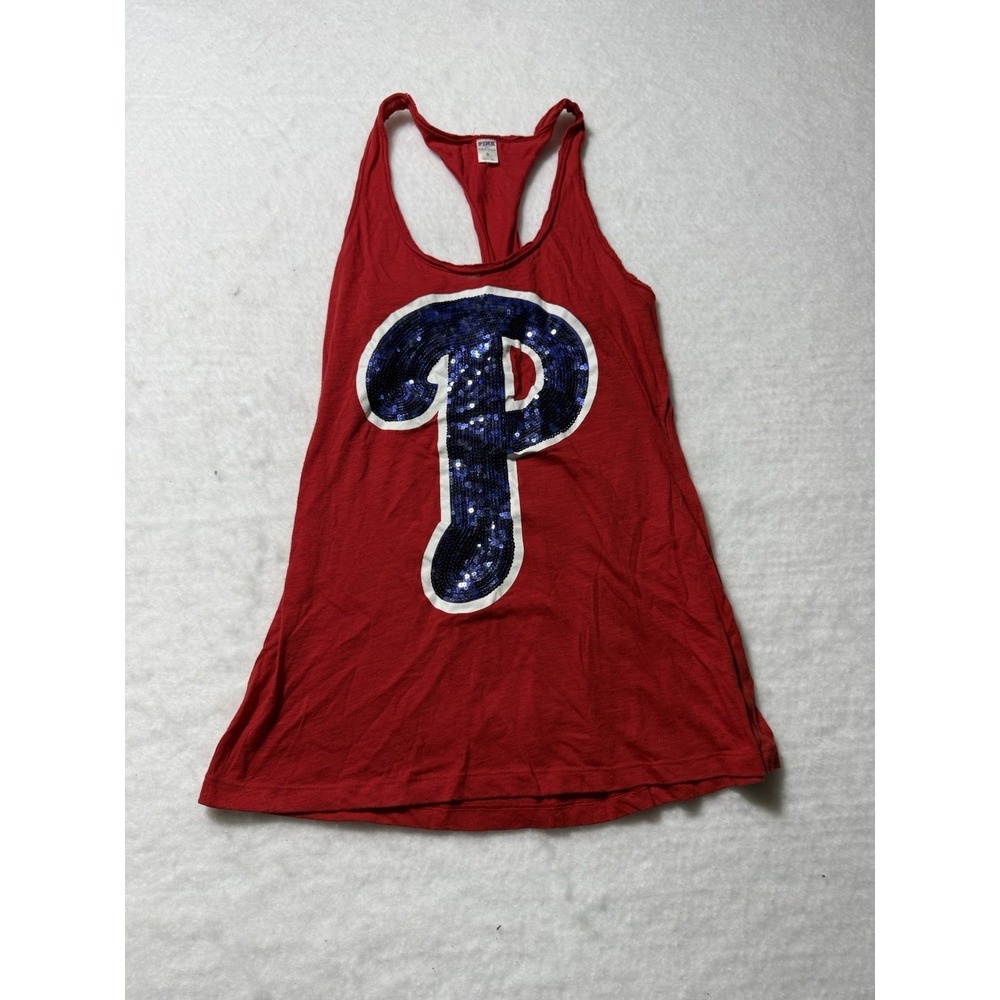 PINK Victoria's Secret Philadelphia Phillies Sequin Tank Top Women's Small Red